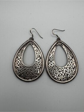 Israel 925 Sterling Silver Filigree Teardrop Earrings 18.8g